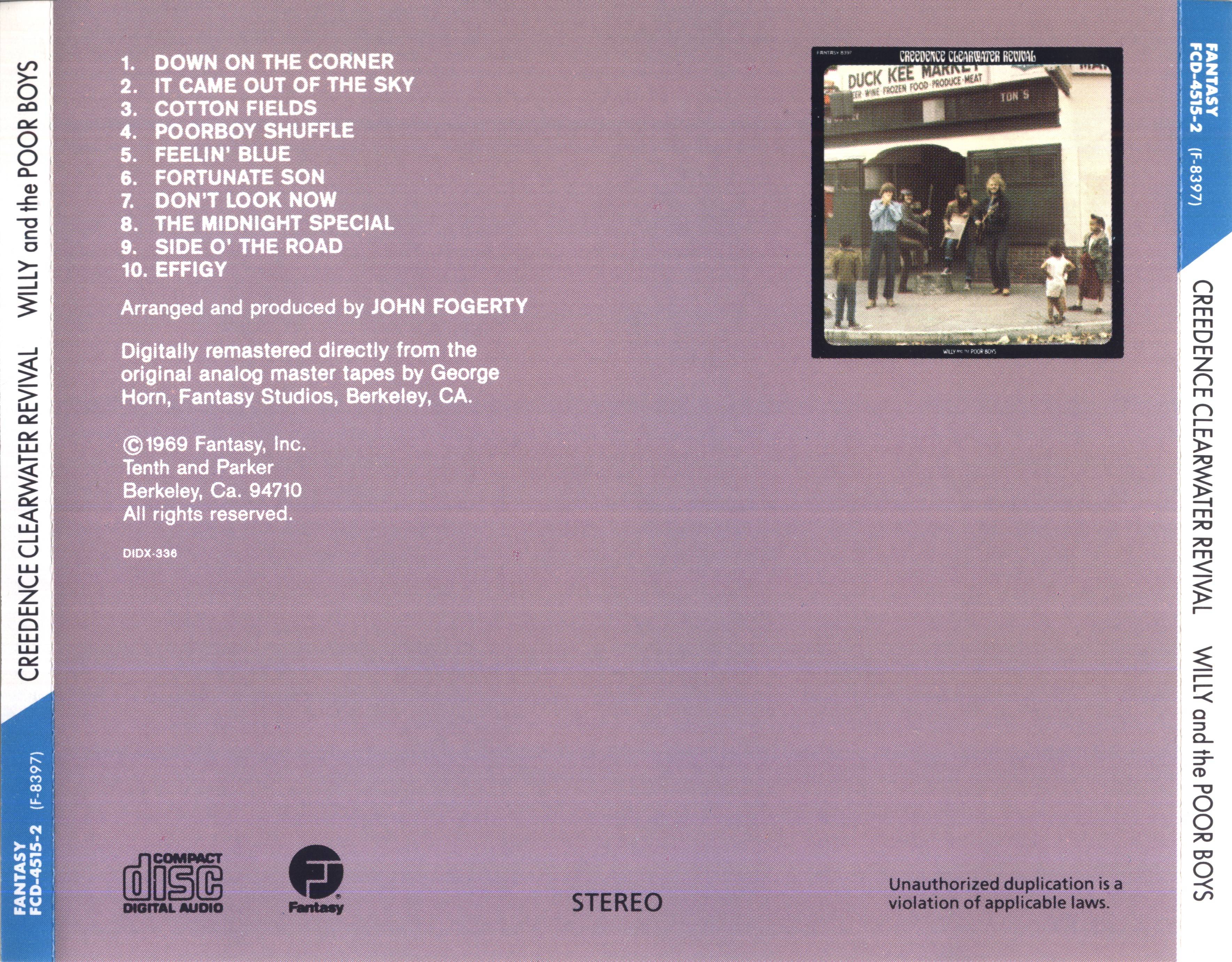 Creedence Clearwater Revival Willy And The Poor Boys : Back US